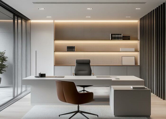 Bureau moderne sur mesure pour espace de travail ergonomique - Sogema Industries