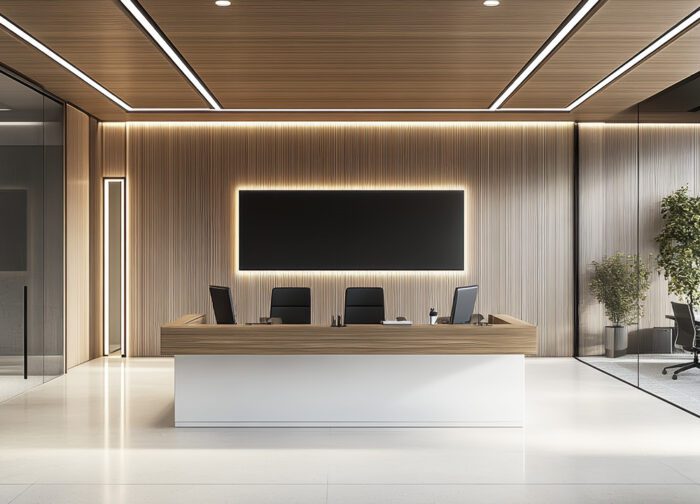 Desk d’accueil en bois sur mesure pour une réception élégante - Sogema industries